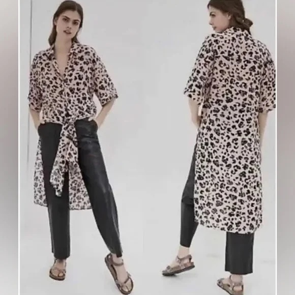 NWT. Maeve by Anthropologie, Leopard Print Pink Women's dress/top/duster. Medium - Picture 3 of 12